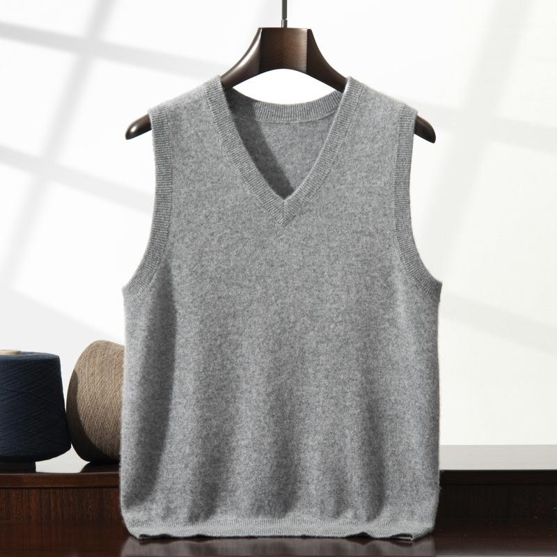 V-neck cashmere vest cashmere shirt pullover knitted sleeveless vest skin-friendly and warm sweater vest versatile