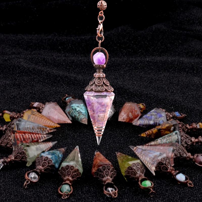 Amethyst Rainbow Stone Aquamarine Crystal Pendulum, Wiccan Supplies and Tools, Pendulos De Energia, Healing Crystals for Energy Balancing Chakra