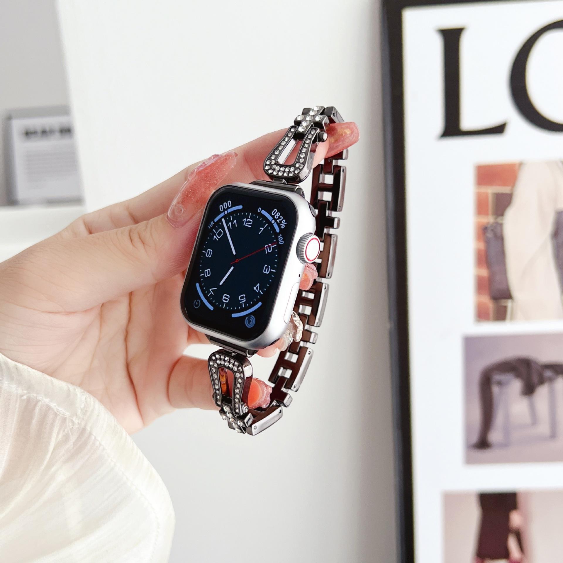 

New Starlight Colour Series Stainless Steel Metal Strap watch band for iwatch 3840 42 41 44 45 mm 42 44 45 49mm чёрный