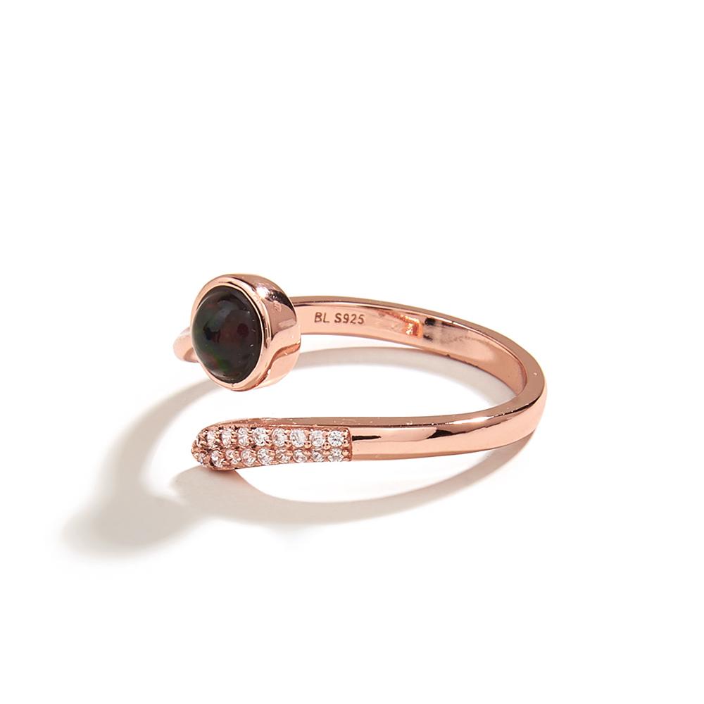 Cute Moon Design Natural Black Opal Round 5mm Gemstone Earrings Rings 925 Sterling Silver for Girls Nice Birthday Gift