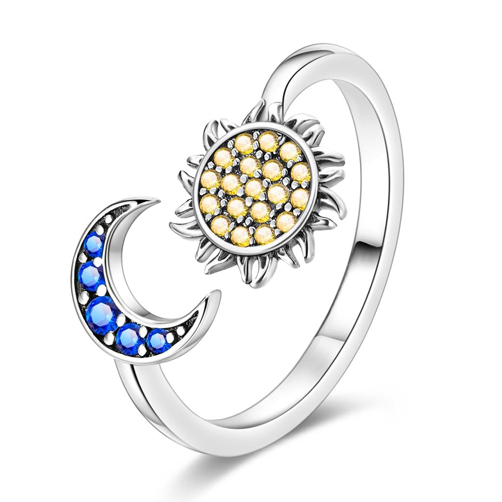 Clover Adjustable Ring 925 Silver Rotating Cherry Blossom Flower Open Rings For Women Wedding Jewelry Gift