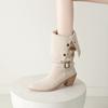 Women's high-heeled boots autumn and winter new thick-heeled suede mid-boots in size
