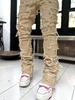 Men's Multi-Color Patch Slim-Fit Flared Jeans - Trendy High Street Style 2023