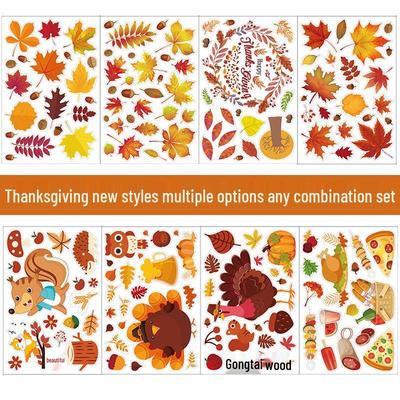 Thanksgiving Truthahn & Herbst Ahornblatt Wandsticker