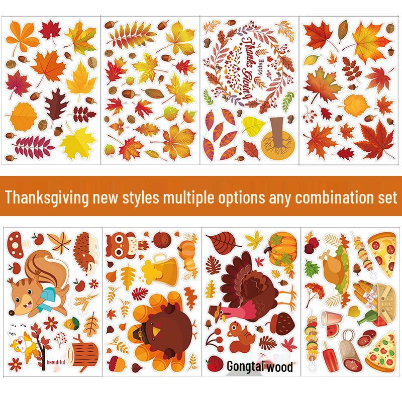Thanksgiving Turkey & Autumn Maple Leaf Wall Stickers