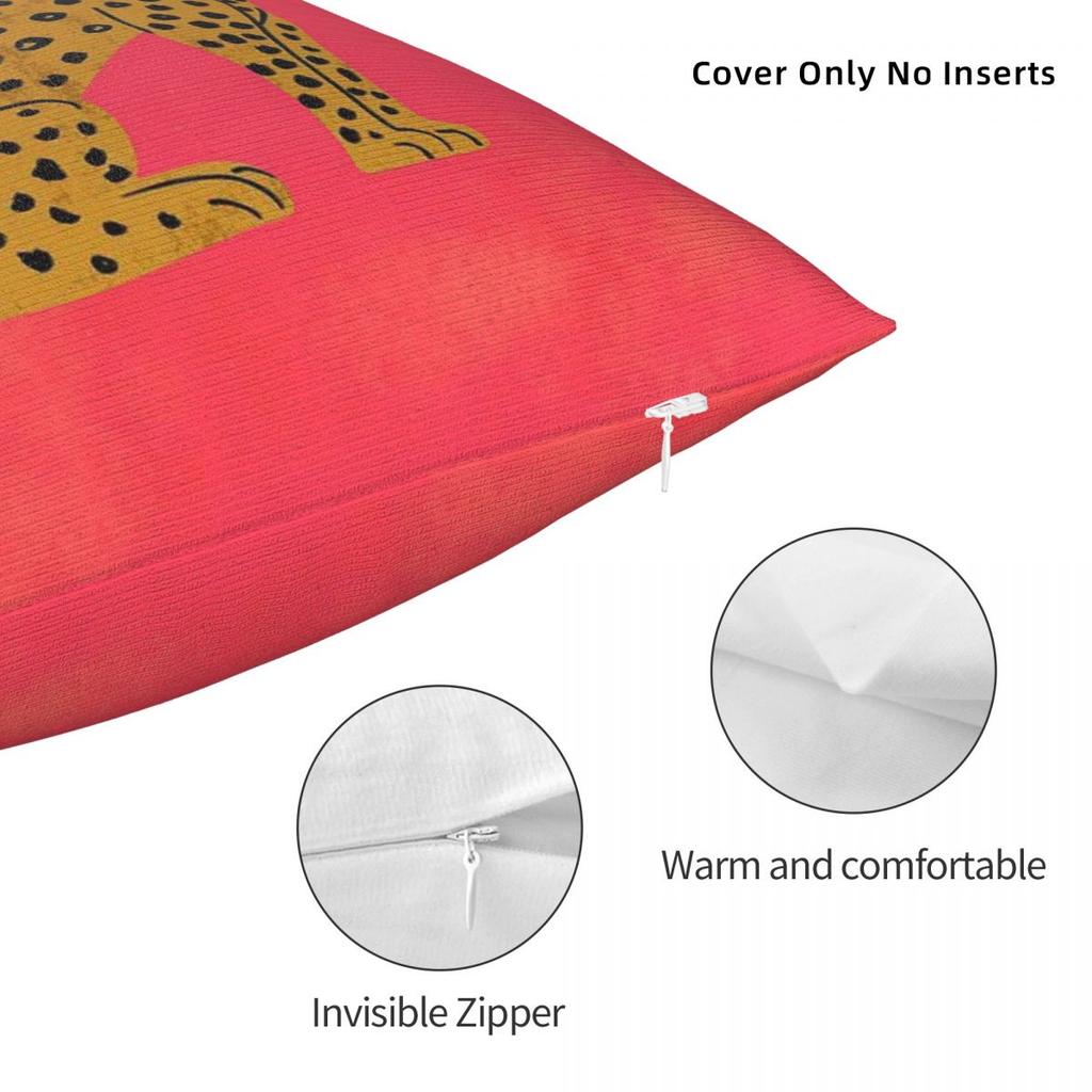 Chinoiserie Leopard Sitzt Hübsch Quadratische Kissenhülle Polyester Leinen Samt Kreativ Reißverschluss Dekorative Zierkissenhülle Heimbezug