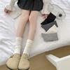 Ladies Spring and Autumn Pure Cotton Pure Color Sweat Absorbing Deodorant Moon Son Tube Stack Socks