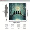 1pc Moonlight Cats Shower Curtain Surreal Fantasy Digital-   With Hooks Waterproof Mildew Proof Easy Install Washable