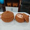 Round Handmade Woven Storage Basket with Lid - Imitation Rattan for Eggs, Snacks, Dried Goods, Tea, and More
