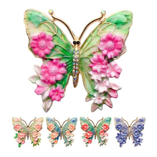 Women Brooch Flower Decor Butterflies Pin Sweaters Collars Shape Brooch Hats Bags Coats Scarves Versatile Accessory