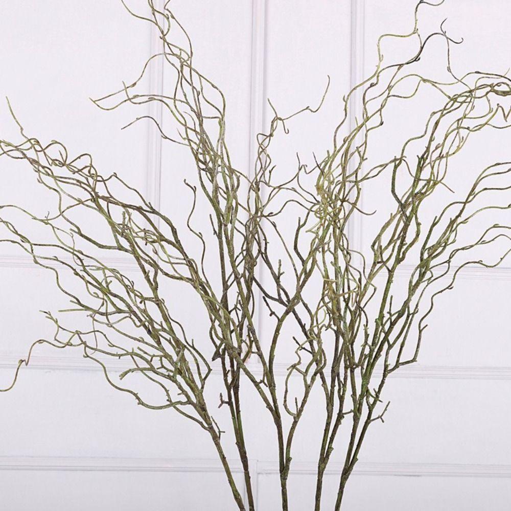 120cm Length Artificial Willow Branch Realistic Design 4-Fork Artificial Twigs Soft Texture Curly Shape Simulation Flower