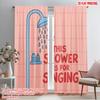 2pcs 2D Flat Printing Window Curtains Singing Fun Fabric Without Electricity Family Party Use for Photo Booths & Events