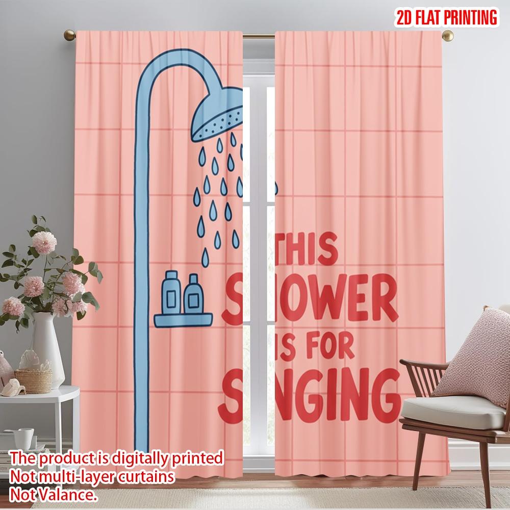 

2pcs 2D flat printing Window Curtains Singing Fun Fabric Without Electricity Family Party Use for Photo Booths & Events 52.50×116.00 CM 2pcs