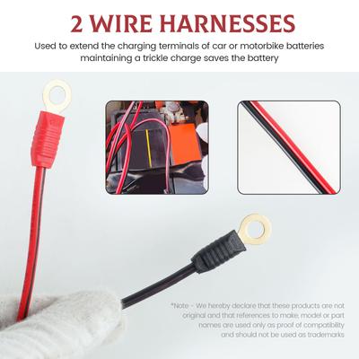 2Pcs Wires Harness Safe PVC Smart Batteries Trickle Charger Cable 16AWG Easy Installation Wiring Harness for Extended Charging