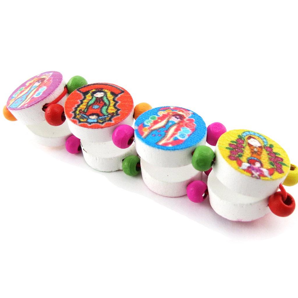 Les Trésors De Lily [J1132] - Wooden Bracelet 'Religious Icon' Tutti Frutti - 16 Mm