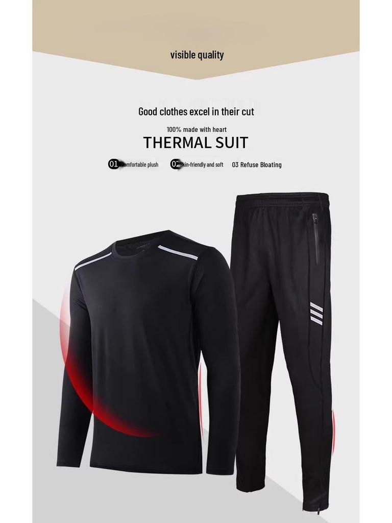 Men's Quick-Dry Long-Sleeve Sports Base Layer with Velvet for Running and Mountaineering