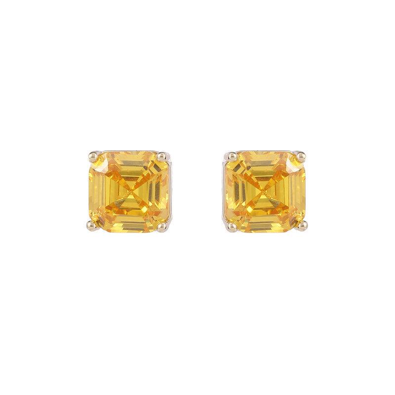 S925 silver needle earrings geometric square zircon earrings niche design temperament versatile small square diamond simple stud earrings