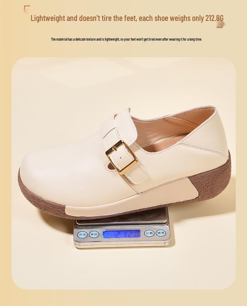 Dámské boty z pravé kůže na robustním podpatku - Jarní/Podzimní Všestranná Módní Ležérní