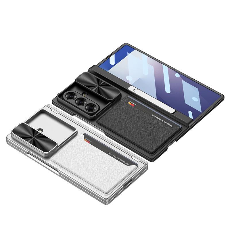 Suitable for Samsung Z Folding Mobile Phone Case Magnetic Side Bag Bracket Fashion Card Bag Card Hard Case