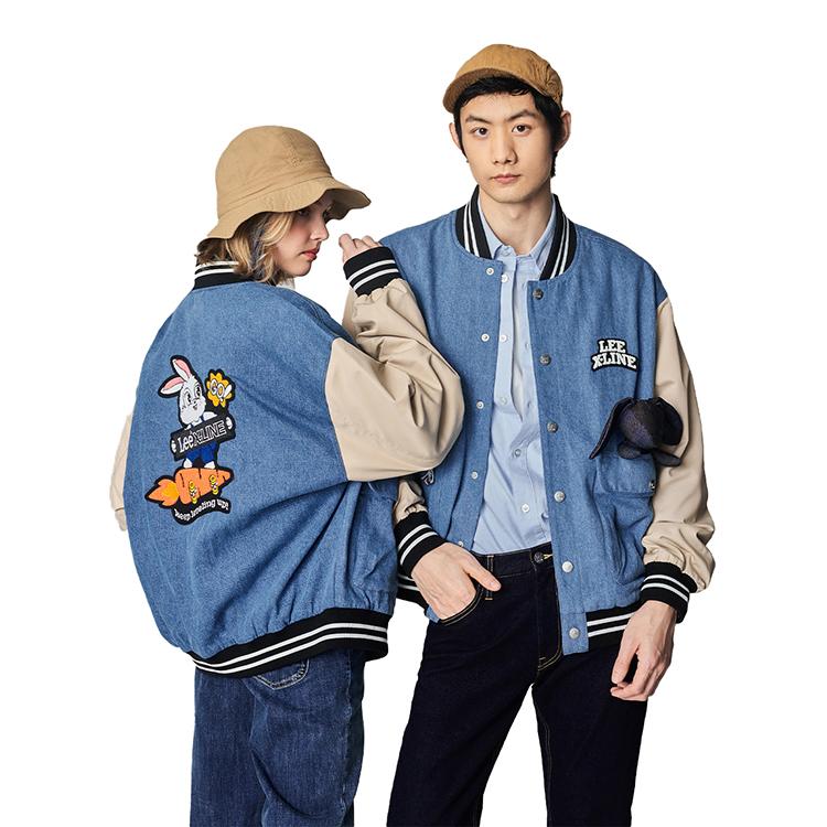 Letter Logo Pattern Single-Breasted Long Sleeve Baseball Jacket Unisex jackets Blue LUT0054303HH00FA03970