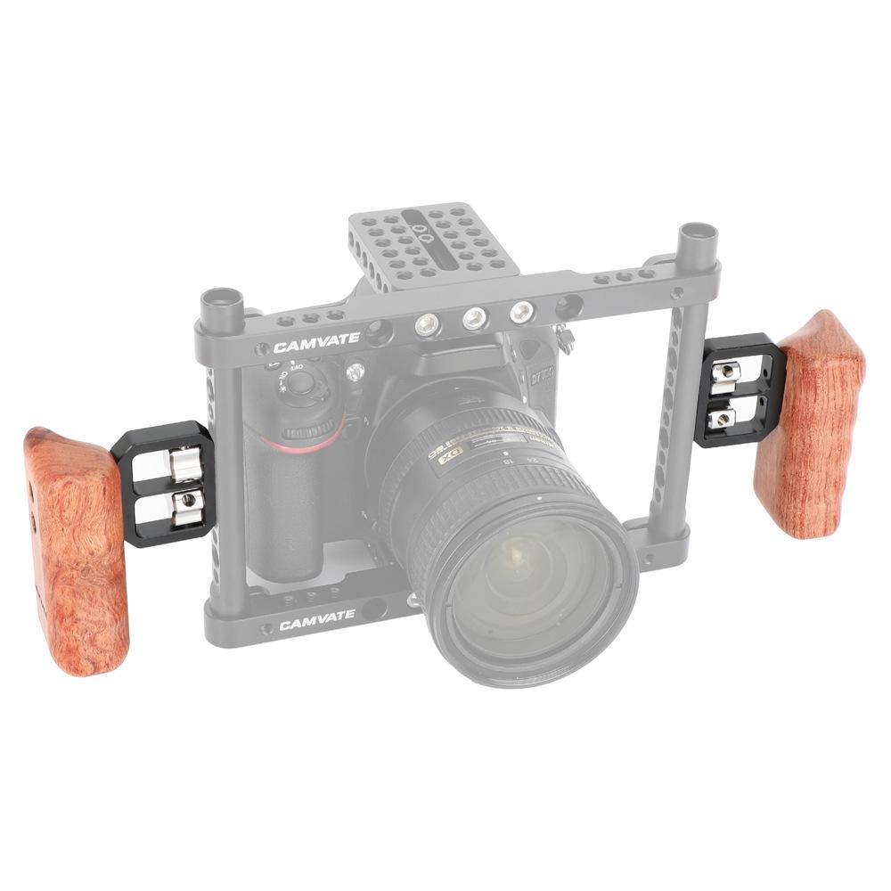 HDRIG DSLR Camera Cage with Wood Side Handle Grip and 1/4" Mounting Screw
