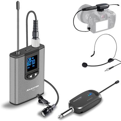Micrófono inalámbrico Alvoxcon Micrófono de clavija UHF Micrófono inalámbrico con auriculares Micrófono de clip Micrófono inalámbrico Grabación de vídeo