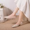 Fashion French Short Heel Flat Bottom Beauty Leather Shoes Pointed Toe Single Shoes