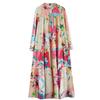 New Large Size Loose Thin Fashion Long-sleeved Printed Mid-length Dresses