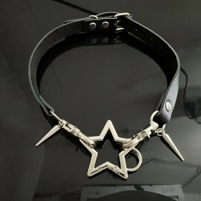 Pentagramme Große Knochenleder O-Stil Halskette DIY Stern Anhänger Halskette für Frauen Punk Ästhetik Y2K Halsketten Accessoire