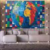 Mosaic World Globe National Flags Photography Backdrop Global Travel Classroom Educational Theme Shooting Photo Banner