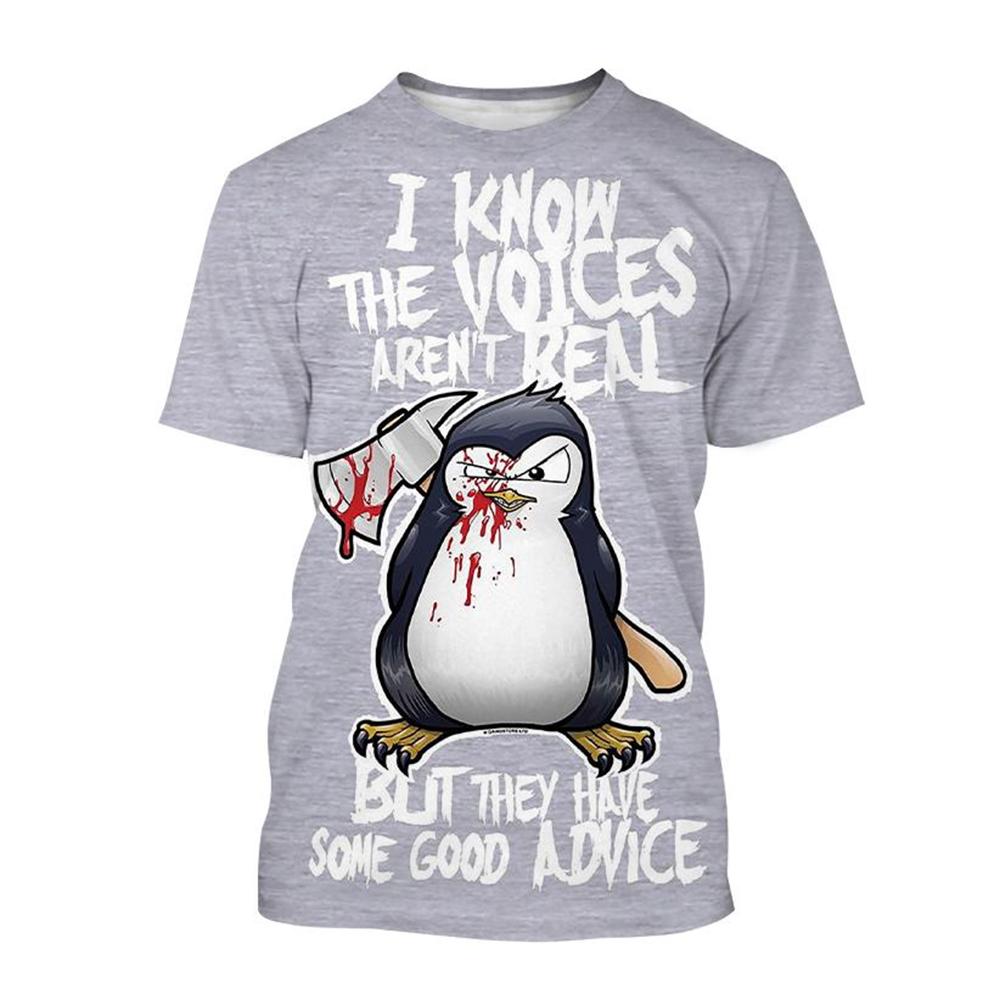 

Горячая распродажа, новая футболка с принтом Psycho Penguin 3D, забавный короткий рукав с изображением животных, летняя мода, нейтральный детский повседневный топ с изображением сумасшедшего пингвина 2XL