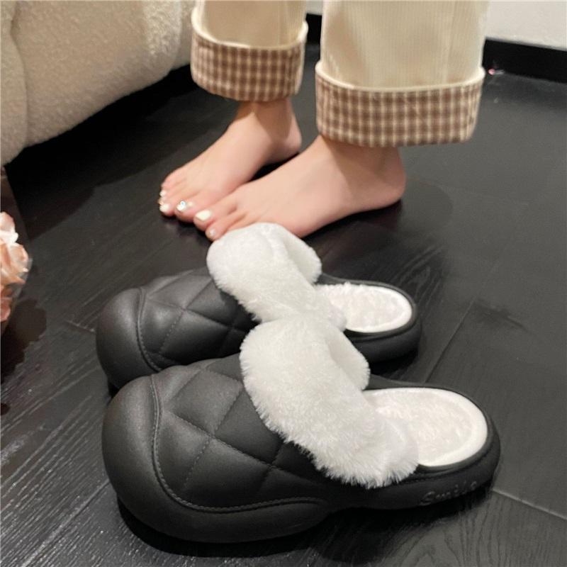 Autumn And Winter Women's Indoor Warm Soft Bottom With Velvet Toe Cotton Slippers