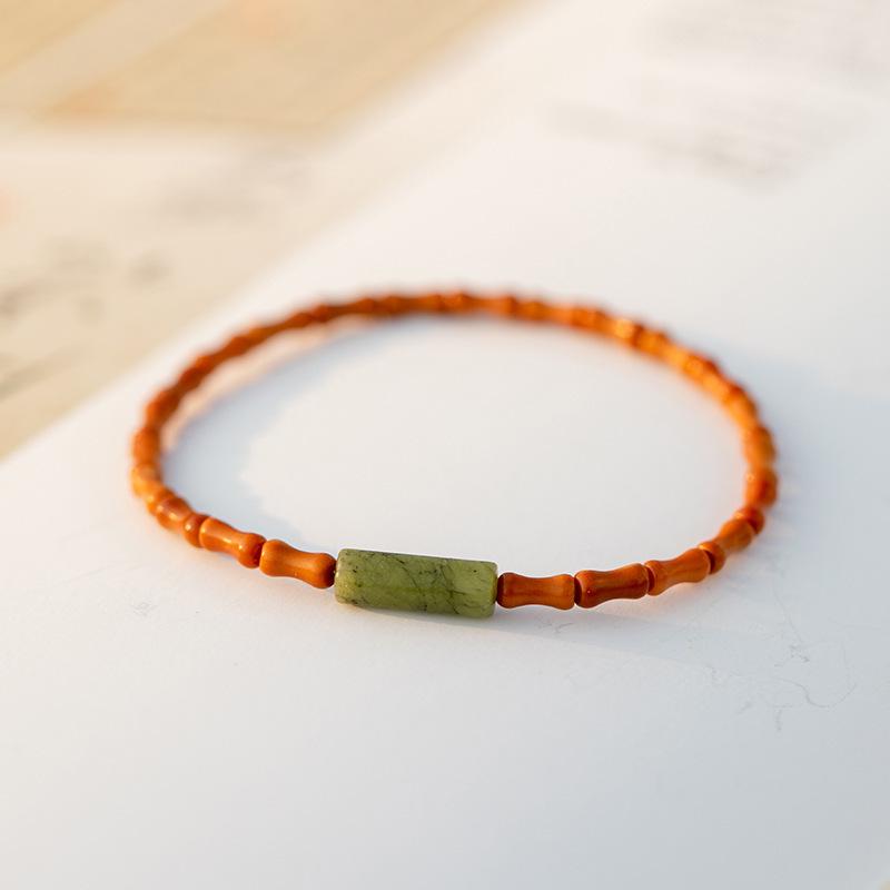 

New Chinese Style Bamboo Olive Pit Bracelet for Women - Lucky Pumpkin Ashore Bead String, Simple and Versatile Buddhist Design.