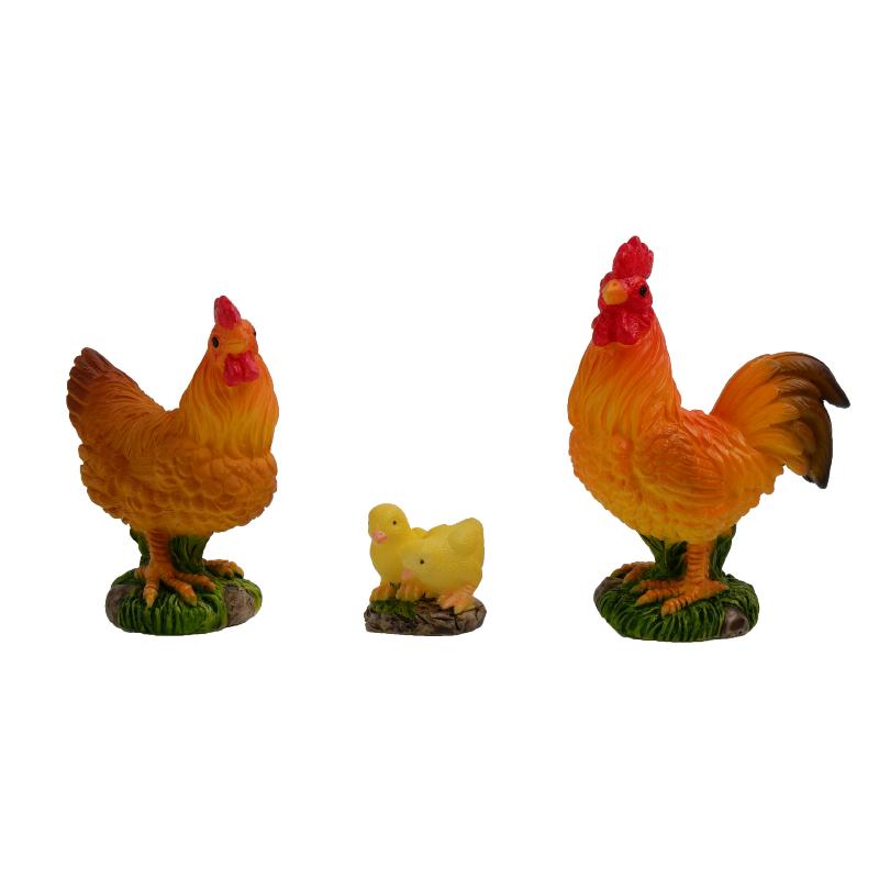 Mini Farm Animal Ornaments Rooster Hen Chick Figurines, Fairy Garden Miniatures For DIY Landscaping & Home Decor