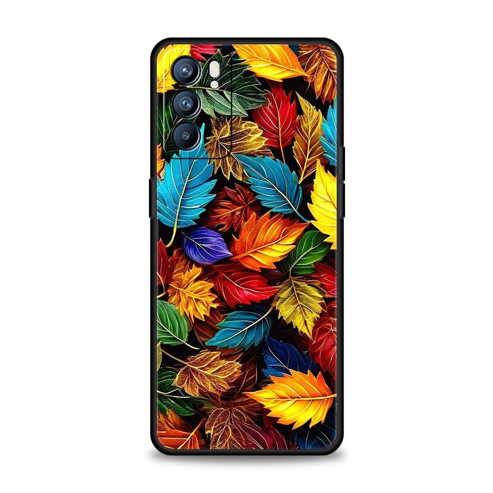 Cartoon Leaf Phone Case For Oppo A17 A31 A54 A57 A78 A79 A98 Find X5 X6 Reno 6 7 8 10 11 12 13 F Pro 5G Soft TPU Cover Funda Bag