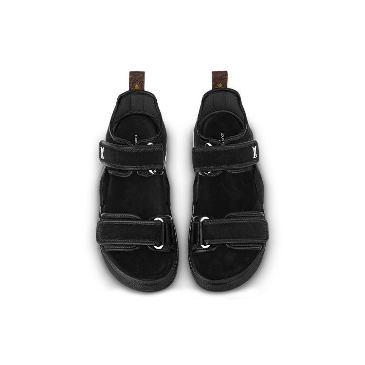 Louis Vuitton Lous Suede Beach Sandals Women's Black 1ABVQX