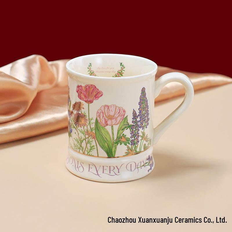 Retro Ceramic Garden Mug - Large Capacity Coffee & Tea Cup with Gift Box 350ml