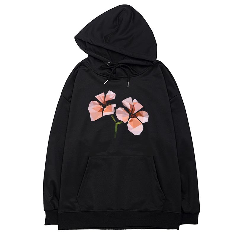 Geometric Floral Fall Black Hoodie for Men main image 0