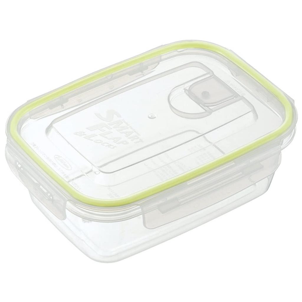 Iwasaki Kogyo Storage Container Smart Flap Rocks Square Large Set of 2 Green 900ml &