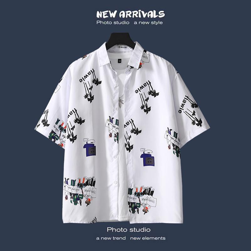 Men's Retro Hawaiian Floral Short-Sleeve Summer Shirt