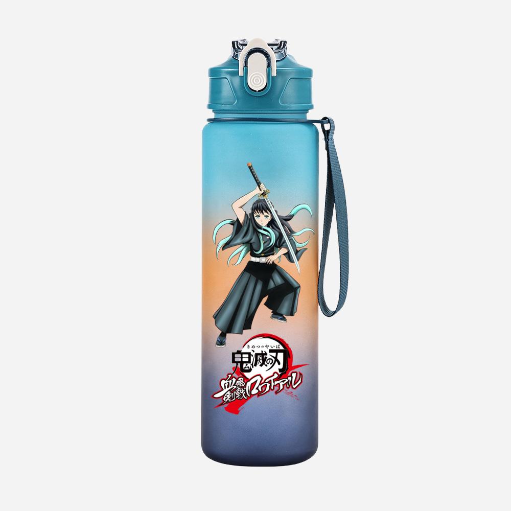 Anime Demon Slayer Aufdruck Wasserbecher Dämonenjäger Große Kapazität Outdoor Tragbar Blaue Trinkflasche für Jungen Mädchen Geschenk