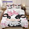 Cow Pattern Bedding Quilt Set Quilt Cover Pillowcase Home Decoration Birthday Gift (1 * duvet cover + 2 * pillowcase, without core)
