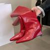 Fashion Fashion Pointed Toe Modern Ladies Knee High Boots With Wedges Shoes Female Slip On Footwear Women Long Boots Heeled Shoes Pumps