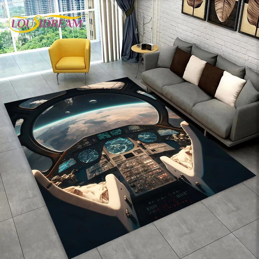

3D Spaceship Spacecraft UFO Cartoon Carpet Rug for Home Living Room Bedroom Sofa Doormat Decor,kids Area Rug Non-slip Floor Mat 40x60cm
