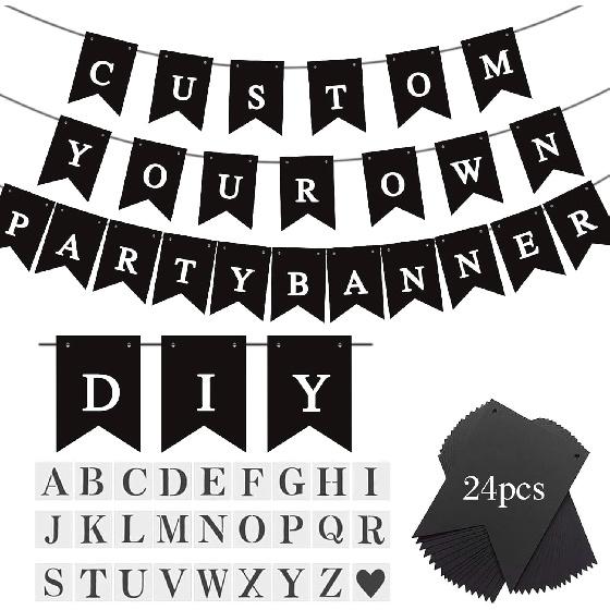 Blue Banner kit,  Phrase Banner, ize Your Party Banner Signs, Handwriting Banners Party Supplies Unique Decor With Letters A~Z and heart Stencil