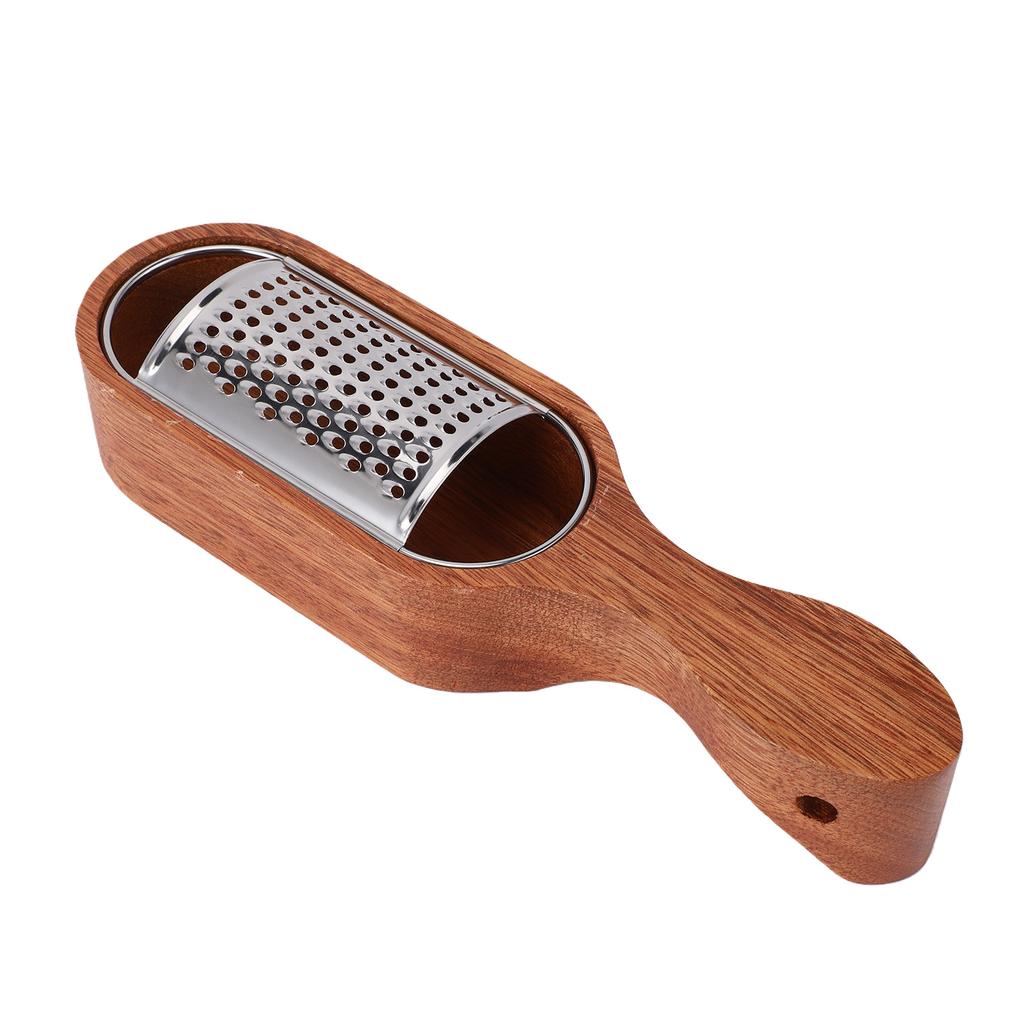 Wooden Handle Cheese Grater Manual Cheese Shredder with Storage Space Handheld Kitchen Grater for Lemon Chocolate