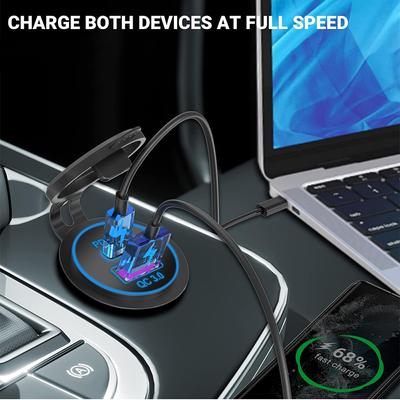 Ładowarka Samochodowa USB Typ C PD 60W Gniazdo Szybkiego Ładowania Adapter Gniazda Zasilania Wodoodporny Dla 12V 24V Do Samochodu Ciężarówki Łodzi Moto Adapter