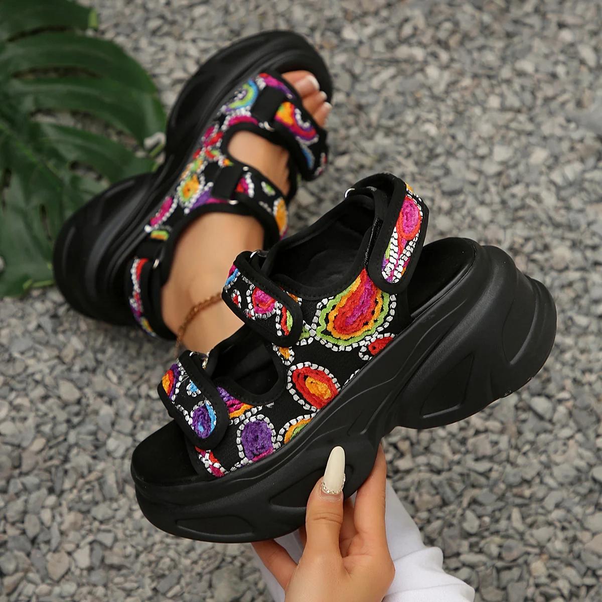 

Fashion Women Sandals Lightweight Comfortable Wedge Sandals Casual Female Platform Retro Shoes Open Toe Anti-Slip Shoes Slides Women 36