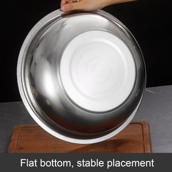 Large Capacity Dough Kneading Basin Stainless Steel Mixing Bowl, Kitchen Prep Bowl for Baking Washing Vegetables, Heavy Duty Home Flat Bottom Soup Pot