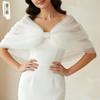 Bruids Tule Sjaal Glanzende Strass Manchet Wit Bruiloft Wrap Schouderbedekking voor Bruid Avondfeest Jurk